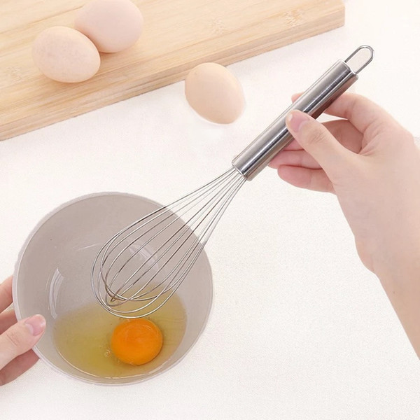 8 10 12 Inch Stainless Steel Egg Whisk With 6 Lines Hand Kitchen Egg Mixing Tools Egg Powder Stiring Beater Baking Tools