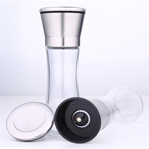 Good Quality Kitchen Accessaries Manual Stainless Steel 304 Pepper Mill Glass Pepper Grinder Seasoning Bottle Grinder