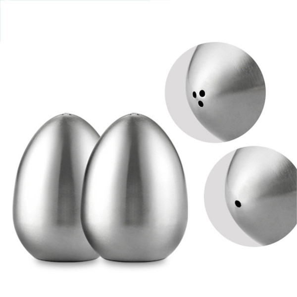 Creative Egg Design Matte Stainless Steel Spice Pepper Shaker, Multi functional Stainless Steel Sugar Salt Pepper Shaker Toothpick Holder