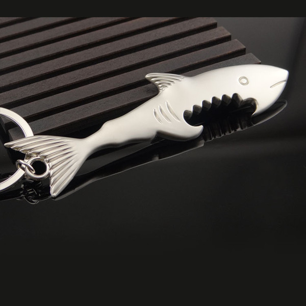 Creative Shark Design Bottle Opener, Glossy Silver Metal Shark Bottle Opener, Unique Key Chain Shark Bottle Opener