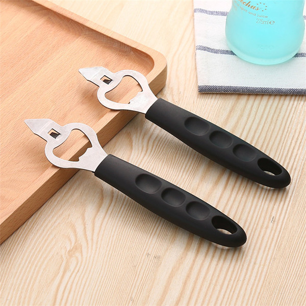 Wholesale Openers Multifunctional Bottle Openers Black Plastic Handle Stainless Steel Can Openers Beer Bottle Kitchen Bar Tools