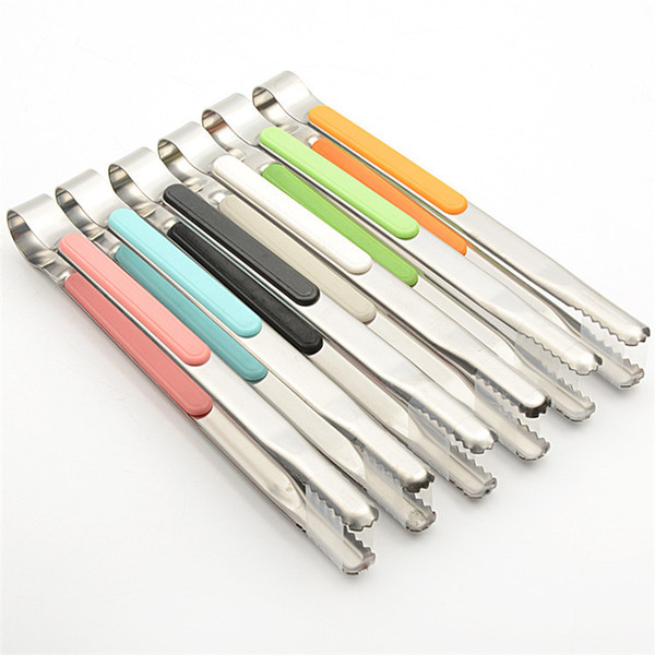 Modern Blue Pink Orange Handle Stainless Steel 18/0 BBQ Tongs, Food Grade Metal Buffet Tongs Serving Tong