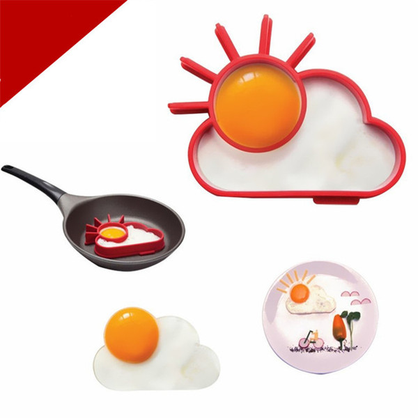 Creative FDA Approved Silicone Egg Ring Shapes Red Sun and Cloud Design Egg Mold for Breakfast Making