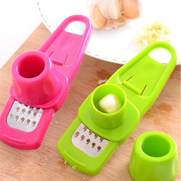 Candy Color Garlic Press Multi-functional Grinding Garlic Mini Ginger Grinding Grater Planer Slicer Cutter Kitchen Tools