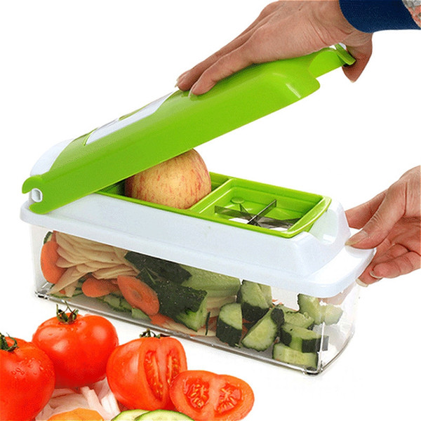 12pcs/Set ABS Plastic Vegetable Slicer Vegetable Grater Gadget Friut Cutter Portable Stainless Steel BladesMultifunctional Tool