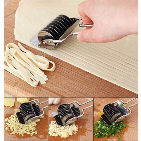 Stainless Steel Noodle Lattice Roller Docker Dough Knife Cutter Pasta Spaghetti Maker Manual Noodle Press Kitchen Tools