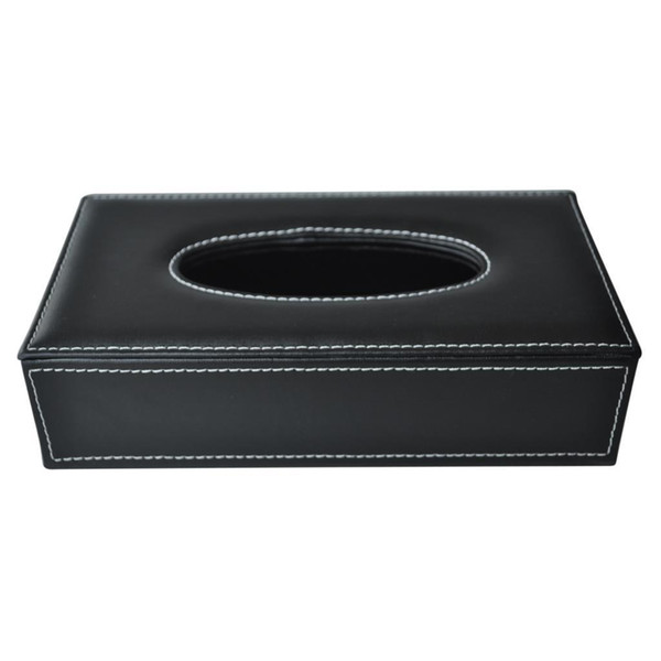 Phfu Car Home Rectangle Shaped Faux Leather Case Paper Tissue Box Holder Black C19042101