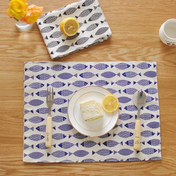 BZ805 Table mats Tableware mats Pads minimalist cloth placemats fish table mat double insulated cotton mat sale table pad napkin