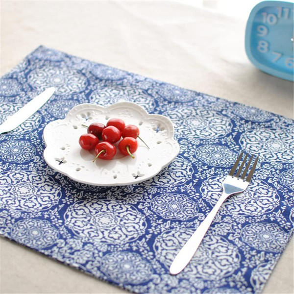 BZ814 Table mats Tableware mats Pads New tie-dyed cotton cloth placemat double Japanese-style table mat home decoration