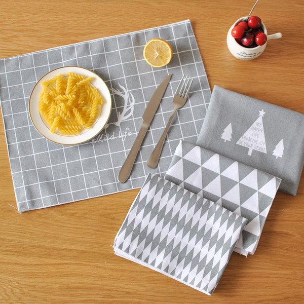 BZ804 Table mats Tableware mats Pads Nordic wind antlers Christmas tree insulation pad cotton fabric mat