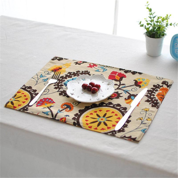 BZ812 Table mats Tableware mats Pads table mat cotton fabric Chinese art table insulation pad Western-style food bowl pad