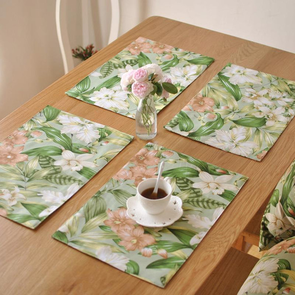 BZ820 Table mats Tableware mats Pads American country flower cloth placemat table mat Western pad Placemats double thick mat