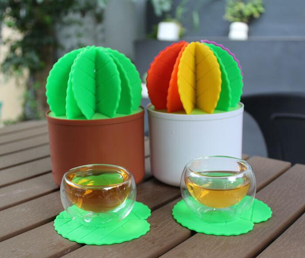 Creative Coaster Suit Beautiful Gift of Cactus Bonsai Non-Skid Heat Insulation Practical Kitchen Coaster Convenient Reception