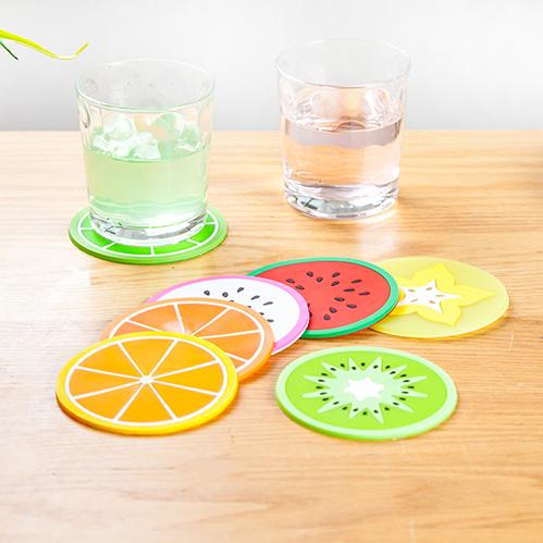 7 Pcs/lot 2016 Hot Sale New Fashion Silicone Candy Color Fruit Cup Mat Circular Antiskid Insulated Pad Wholesale Free Shipping