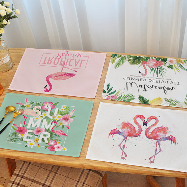 Square 45*35cm European and American flamingo tableware mats Waterproof and oilproof placemats