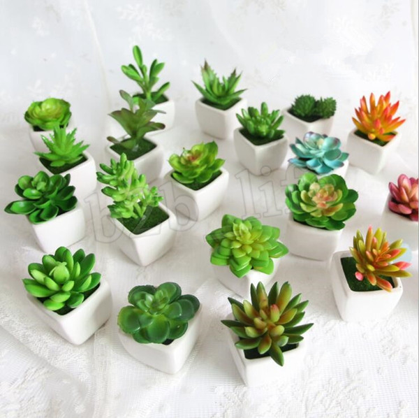 Artificial Potted Plant Portable Mini Simulation Succulents Tropical Cactus Lifelike Fake Flower Vase Bonsai Office Home Decor MMA1671