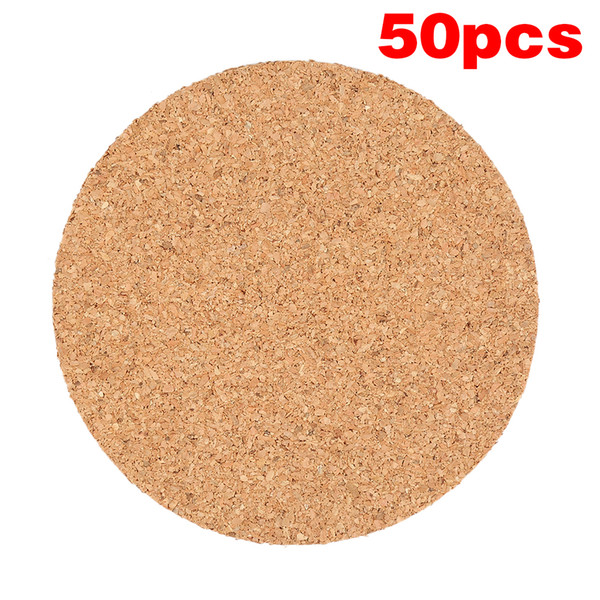 JosheLive 50pcs Plain Round Wood Drink Coffee Cup Mat Heat Resistant Cork Coaster Mat Table Decor