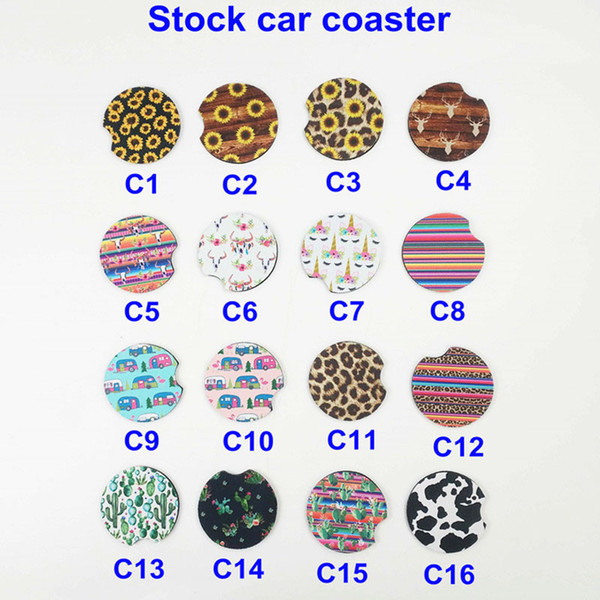 16 Style Neoprene Car Cup Mat Contrast Mug Coaster Flower Teacup Rainbow colors Pad for Home Decor Accessories LX1626