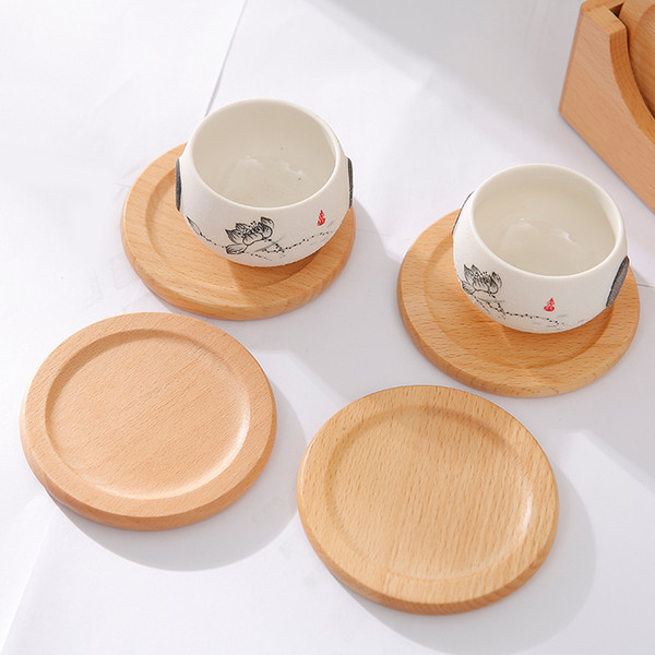 Beech Wood Coasters Cup Coffee Tea Cup Pads Drinking Mats Teapot Drink Coaster For Home Decor Bar ZA5626