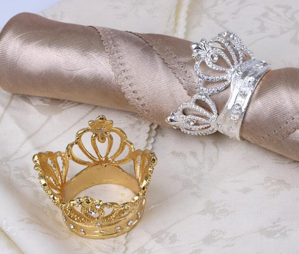 Crown Napkin Ring Metal Crown Shape with Imitation Diamond Napkin Holder for Home Wedding Table Decoration