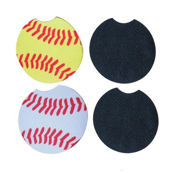 Baseball softball design Neoprene Car Coasters Car Cup Holder Coasters for Car Cup Mugs Mat Pad Contrast Home Decor Accessories in stock