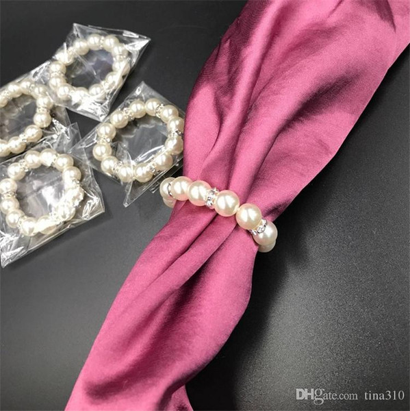 100Pcs/Lot White Pearls Napkin Rings Wedding Napkin Buckle For Wedding Reception Party Table Decorations Supplies I121