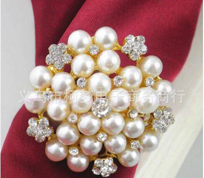 New flower Imitation pearls gold silver Napkin Rings for wedding dinner,showers,holidays,Table Decoration Accessories 100pc Z535