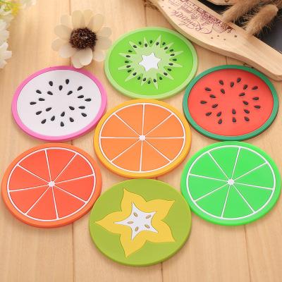 Silicone Fruit Jellylike Dining Coaster Kitchen Table Placemats Heat Insulation Bar Mag Cup Mats Pads Lemon Orange Pitaya Carambola b1270