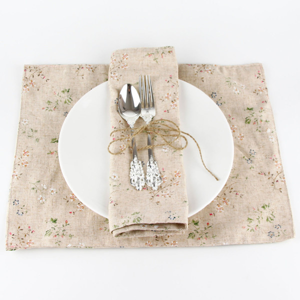 1PC 30x40cm linen placemat heat insulation mat dining table mat kids table Napkin fabric flower print placemats