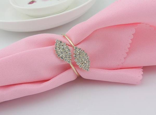 New hot Rhinestones lucky Leaves gold Napkin Rings for wedding dinner,showers,holidays,Table Decoration Accessories wn266