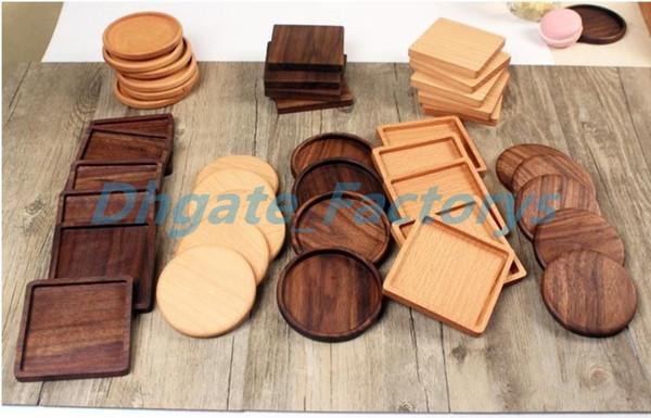 100pcs/lot 8.8cm Beech & Walnut Wood Coasters Wooden Cup Coffee Tea Cup Pads Drinking Mats Teapot Drink Coaster