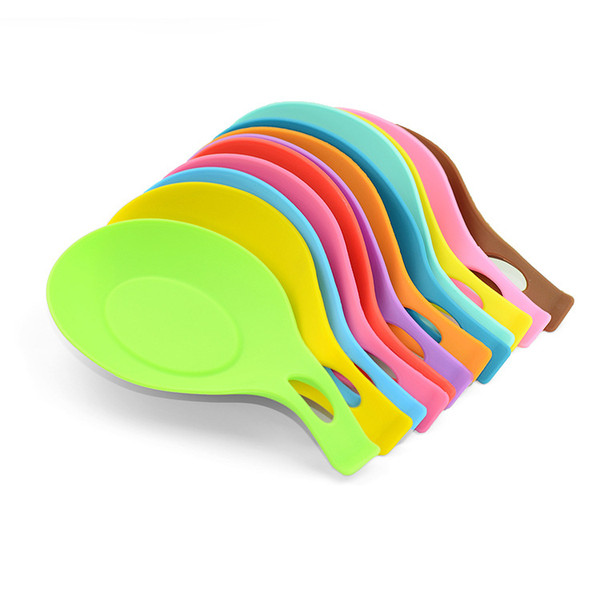 reusable silicone spoon mats insulation heat resistant fork chopstick holder kitchen tableware pats multi colors spoon tray