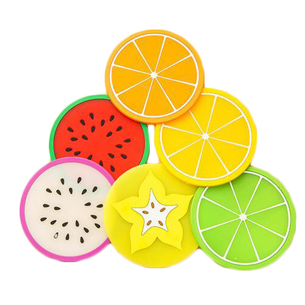 Cute Silicone Summer Fruit Cup Pads Pot Holder Trivet Mat Non Slip Flexible Durable Heat Resistant Pads Tableware Insulation Pad Potholders