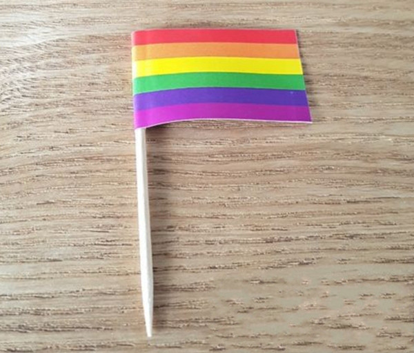 Rainbow Flag Toothpick Lesbian Gay Pride LGBT Flag Banner Cooktail Sticks Picks