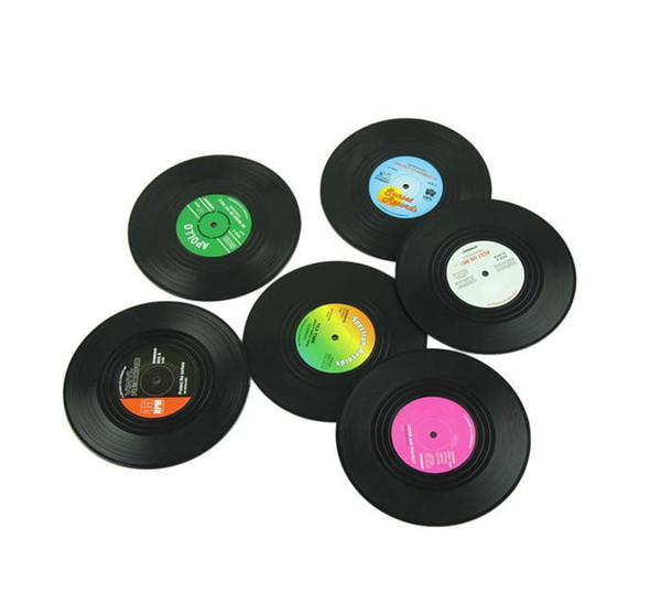 New Fashion 6pcs/Set Spinning Retro Vinyl CD Record Drinks Coasters / Vinyl Coaster Cup Mat