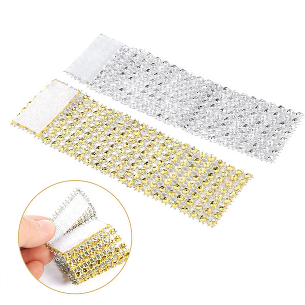 Plastic Rhinestone Wrap Napkin Ring Napkin Buckle Hotel Wedding Supplies European Style Home Decoration S/L 100Pcs/50pcs