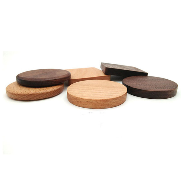 100pcs Beech Walnut Wood Coasters Cup Coffee Tea Cup Pads Drinking Mats Teapot Drink Coaster For Home Decor Bar