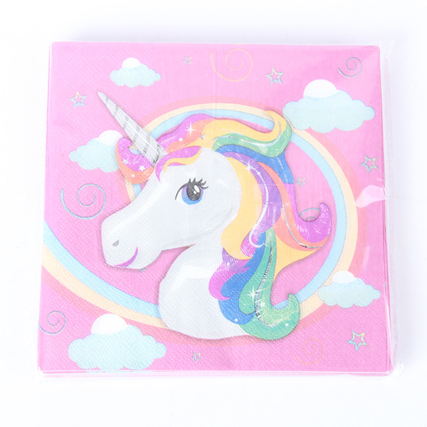 20pcs/lot Unicorn Paper Napkins for Happy Birthday Party Cartoon Napkin Kids Favors Decoration Supplies