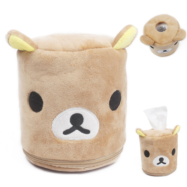 Cartoon Plush Car Tissue Box Bathroom Storage Holder Portable Tissue Box For Baby Travel 1 Pcs