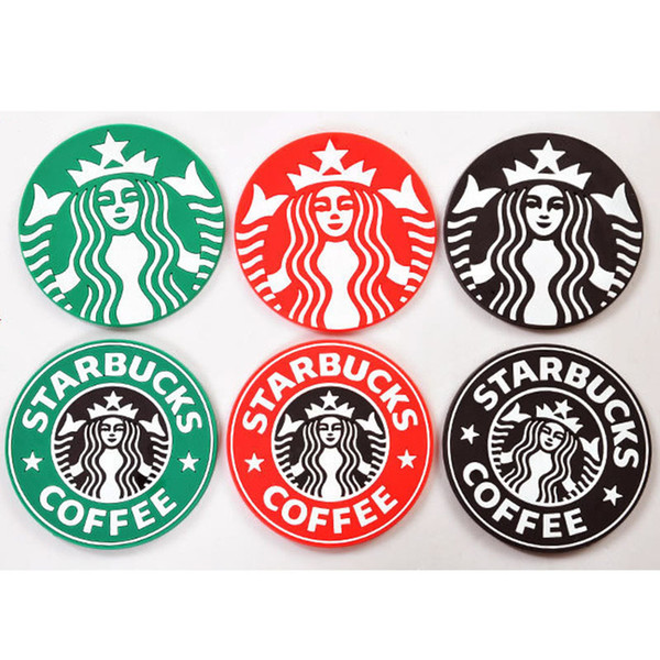 Free DHL 500pcs/lot Table decoration Starbucks logo Mermaid silicone coaster round platemat mugs coffee cup mat pad black red green