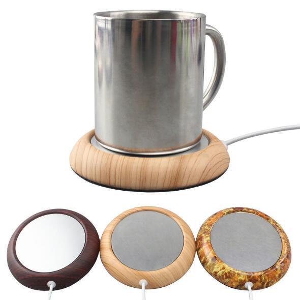 Original USB Wood Grain Cup Warmer USB Heater Beverage Mug Mat Keep Drink Warm Heater Mugs Coaster Warmer Mat