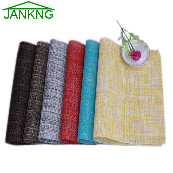 Wholesale- JK Home 4 Pcs/Lot Linen Design PVC Placemat Dining Table Mats Bar Mat Kitchen Accessories Dining Bowl Plate Pad Table Decoration