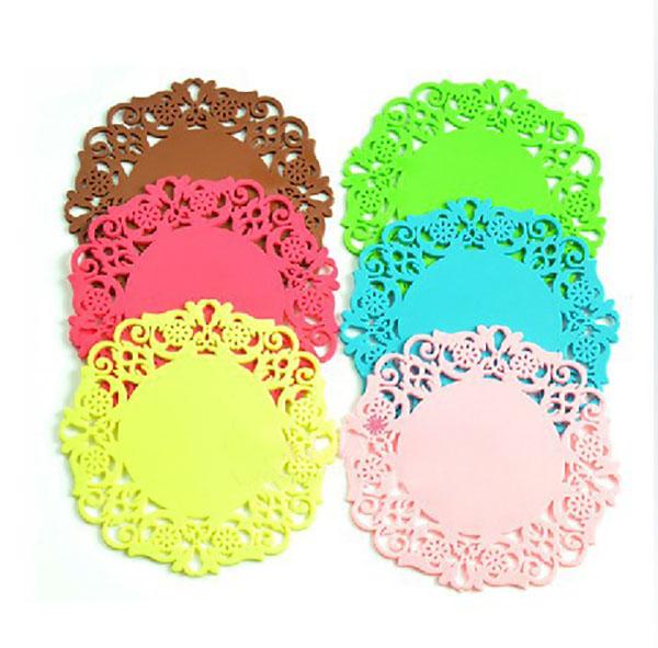 Coffee Cup Holder Beautiful Flower Shaped Colored Silicone Round Table Heat Resistant Mat Cup Coffee Coaster Cushion Placemat Pad