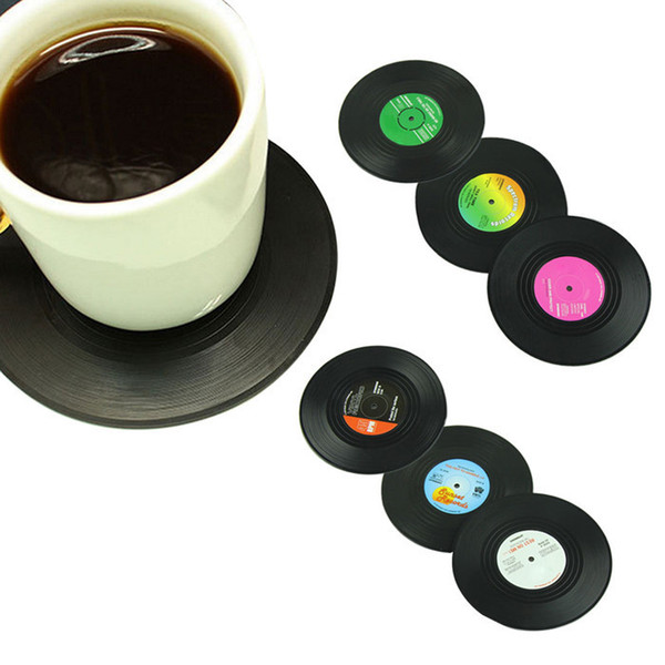 Drinks Coasters Table Cup Mat Coffee Drink Placemat Spinning Retro Vinyl CD Record Drinks Coasters