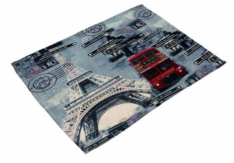 Placemat Table Mat Cute The Eiffel Tower Printed For Tables Christmas Heat-insulation 42x32cm/17x13'' Linen Kitchen Dining Pads