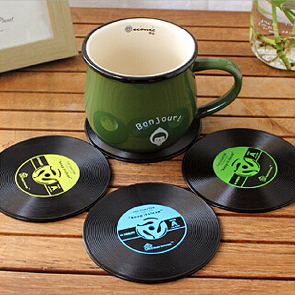 4 Pcs/ set Home Table Cup Mat Creative Decor Coffee Drink Placemat for table Spinning Retro Vinyl CD Record Drinks Coasters