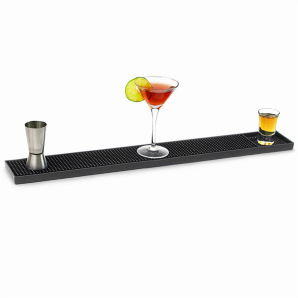 60x8cm Rectangle Rubber Beer Bar Service Spill Mat for table black waterproof pvc mat kitchen glass coaster placemat free ship