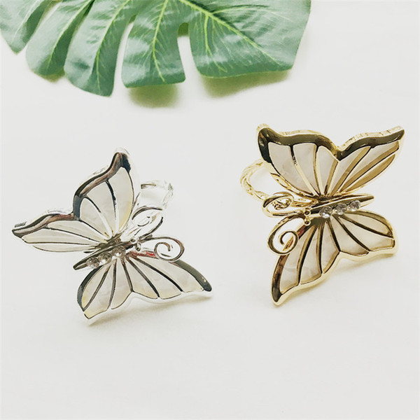 Butterfly Napkin Holder Wholesale Napkin Ring Butterfly Silver Gold Napkin Ring Wedding Party Banquet Table Decoration