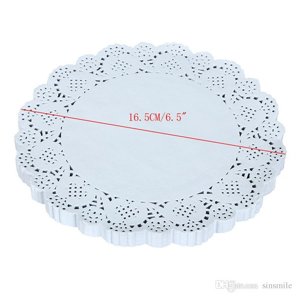 Wholesale- 150PCS 6.5Inch Napkin Hollow Lace Paper Mat Crafts Paper Decoration doilies 16.5CM flower shape drop shipping