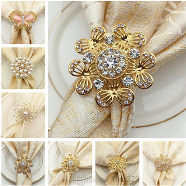 Fashion pearl napkin buckle Alloy deer napkin ring Newest Gold-plated apple-shaped napkin ring T9I004